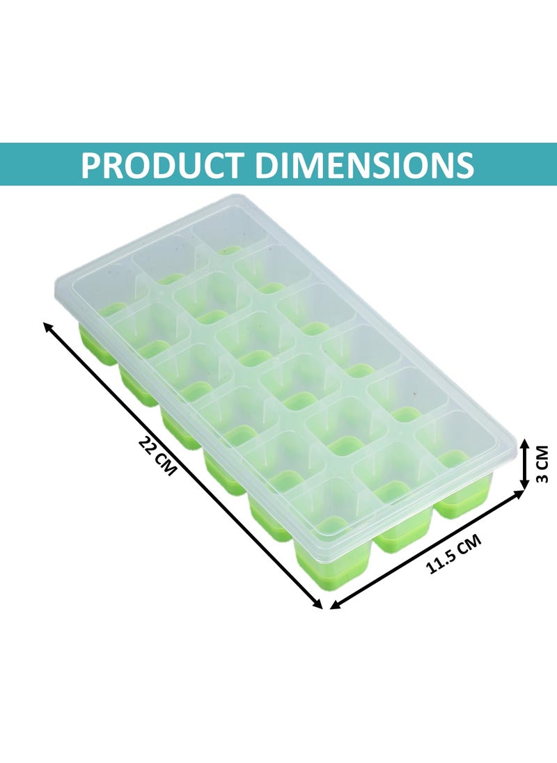 JAXHOM Silicone Ice Cube Tray with Lid Multi Colour 18 PiecesCavity Pop Up Ice Cube Molds with Easy Release Pack of 1