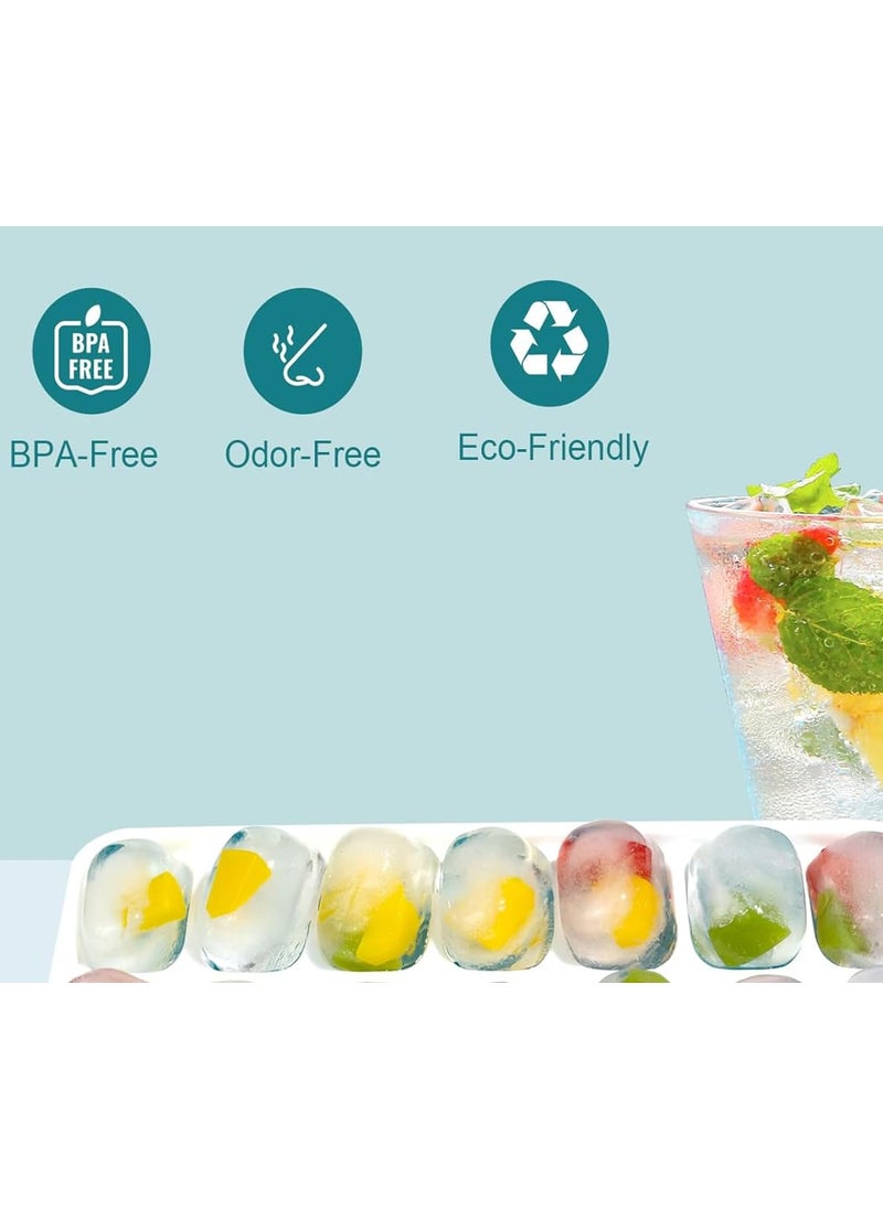JAXHOM Silicone Ice Cube Tray with Lid Multi Colour 18 PiecesCavity Pop Up Ice Cube Molds with Easy Release Pack of 1