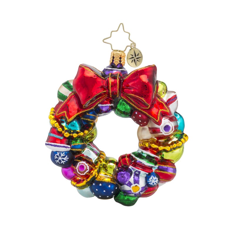 Christopher Radko HandCrafted European Glass Christmas Tree Ornament Decoration Joyful Wreath