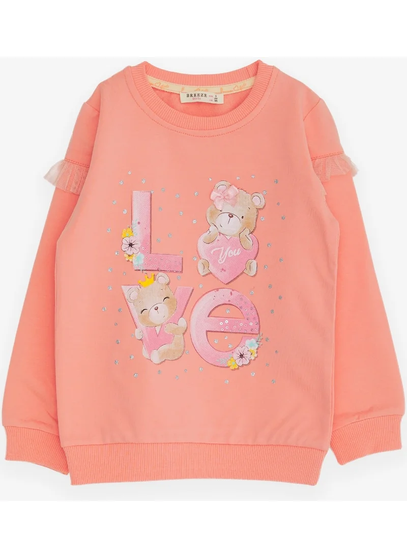 Breeze Girl's Sweatshirt Teddy Bear Printed 1-4 Years, Salmon