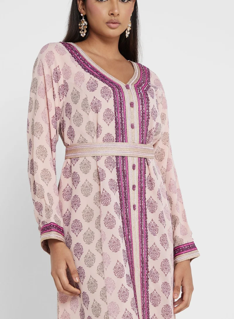 KASHKHA  Print Cut Work Jalabiya for Women | Best Price UAE