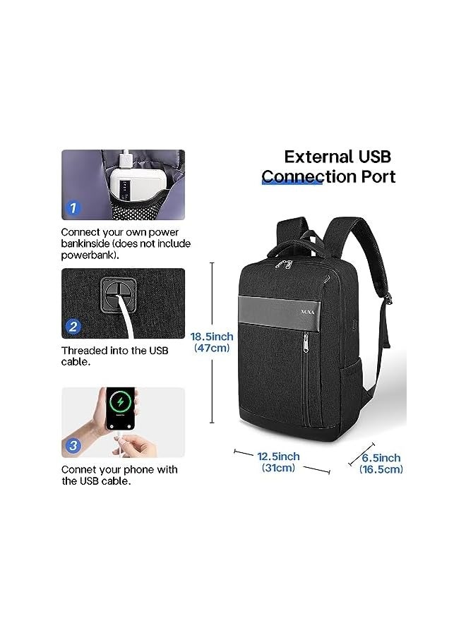 XQXA Travel Laptop Backpack, Business Work Backpack with USB Charging Port/Earphone Port for Women & Men School College Students Backpack Fits 15.6 Inch Laptop - Image 2
