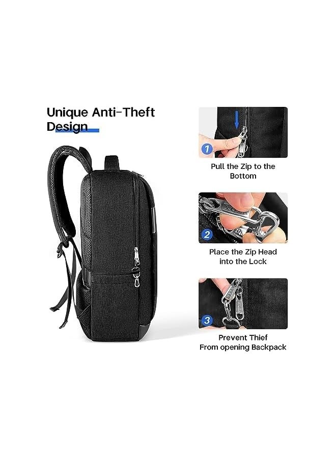XQXA Travel Laptop Backpack, Business Work Backpack with USB Charging Port/Earphone Port for Women & Men School College Students Backpack Fits 15.6 Inch Laptop - Image 3