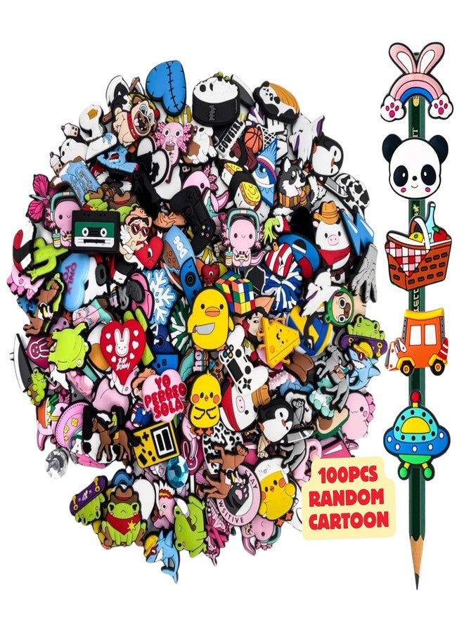 Ella & Emma 100PCS Mixed Anime Cartoon Pencil Toppers - Kawaii Pen Charms for Boys and Girls, Cute Classroom Rewards and Prizes for Students, Pencil Decorations for School Supplies, Kids Incentives - Image 1