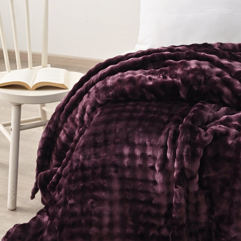 MORANO Lush Soft Blanket | Double Size 220x240 cm | Plush Bubble Texture 380 gsm | Color - Classic Burgundy | Ideal for Beds, Sofa or Travel - Image 3