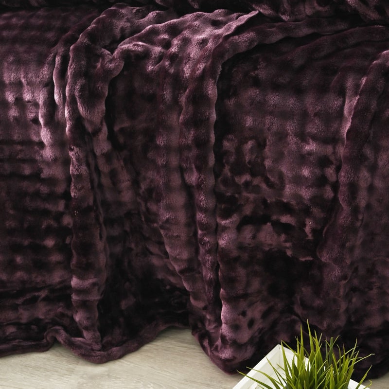 MORANO Lush Soft Blanket | Double Size 220x240 cm | Plush Bubble Texture 380 gsm | Color - Classic Burgundy | Ideal for Beds, Sofa or Travel - Image 2