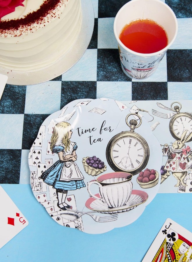 Talking Tables Truly Alice in Wonderland Checkered Fabric Table Runner for a Tea Party or Birthday, Monochrome - Image 5