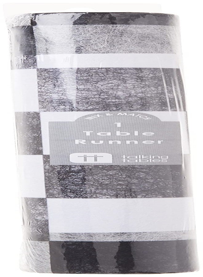 Talking Tables Truly Alice in Wonderland Checkered Fabric Table Runner for a Tea Party or Birthday, Monochrome - Image 4