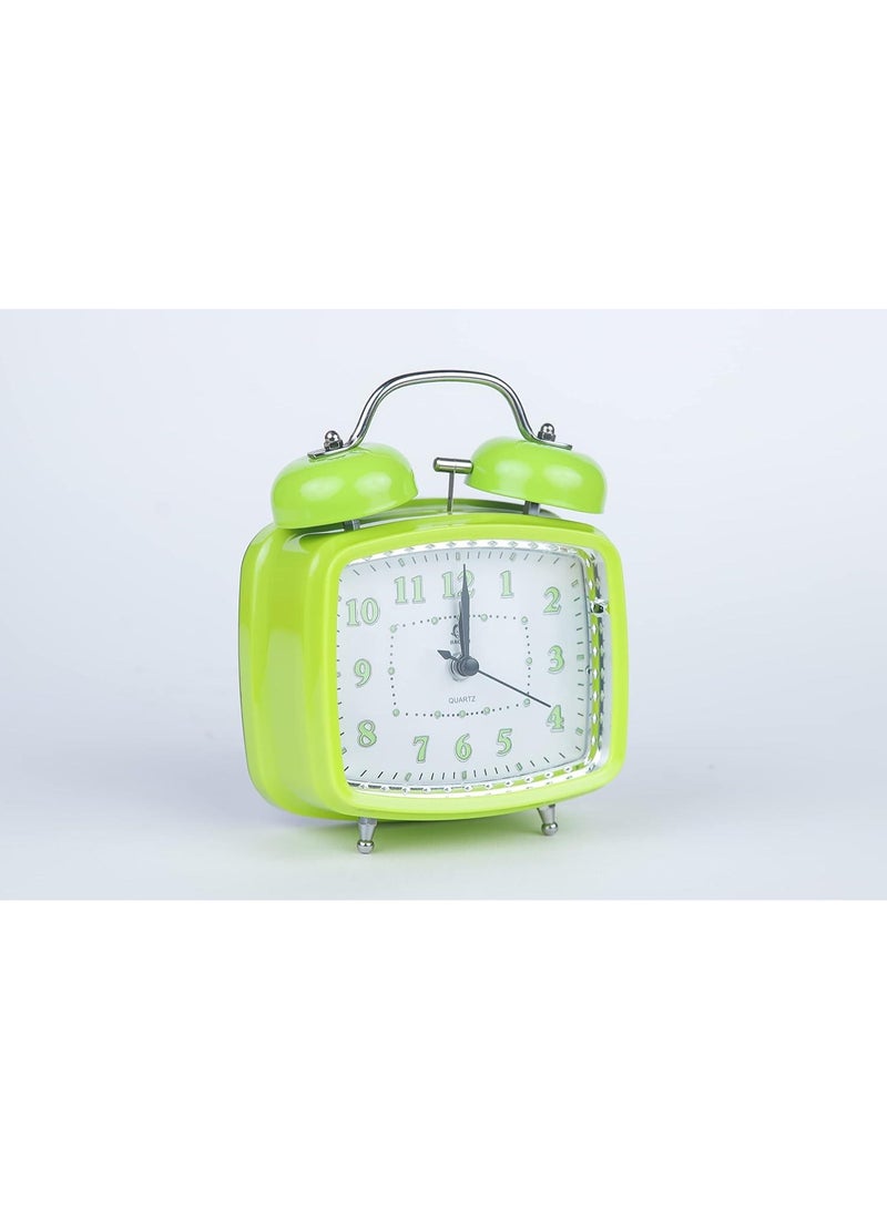Clock with 2 Complete Azan Bells and Hammer Bell - Green Color, Square Shape, with Light Button for Night Viewing - Image 2