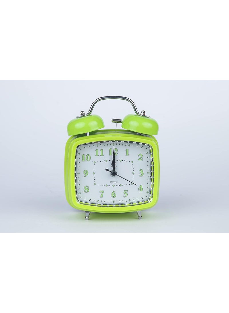 Clock with 2 Complete Azan Bells and Hammer Bell - Green Color, Square Shape, with Light Button for Night Viewing - Image 1