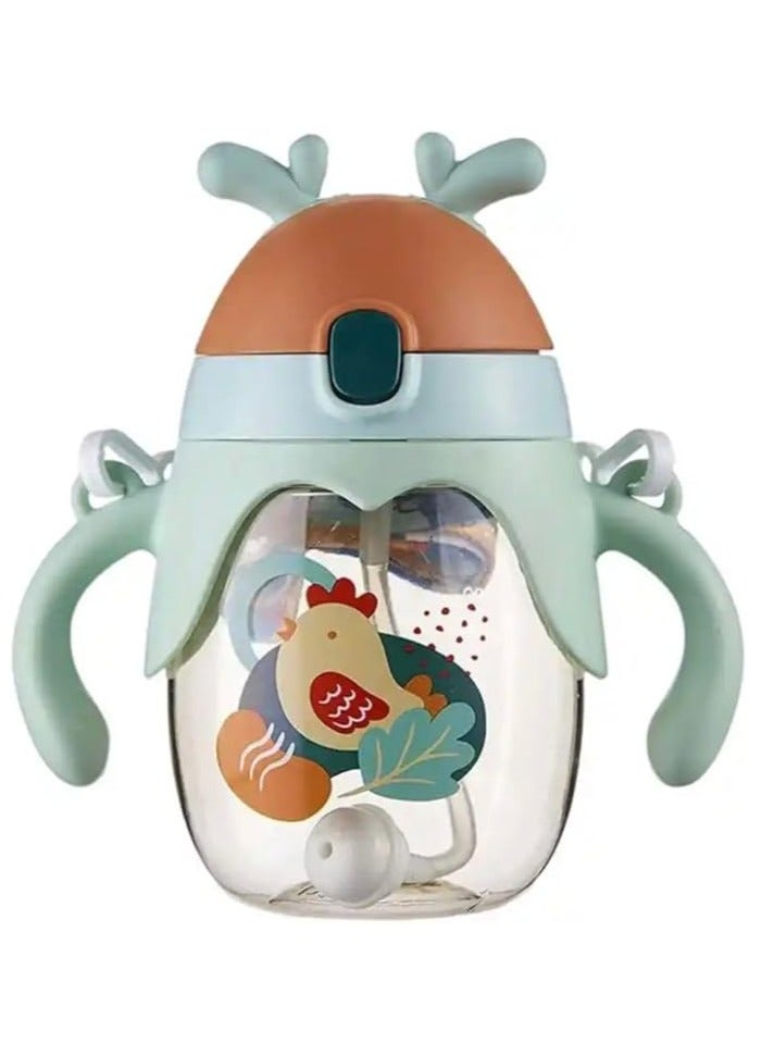 كوب تدريب للاطفال مع ماصة، اكواب شرب مضادة للتسرب مع ماصة للاطفال، اكواب تدريب للاطفال خالية من البيسفينول ايه مع مقابض، اكواب شرب بلاستيكية متينة من هانسو (250 مل) (بينك)، زهري - Image 2