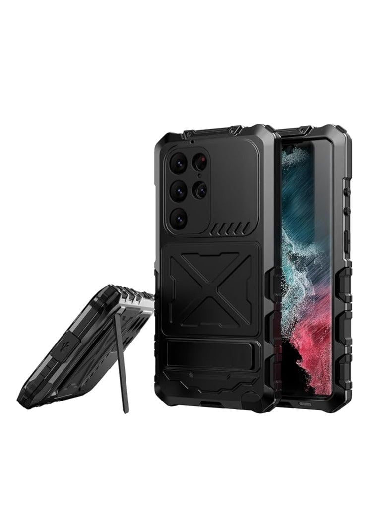 general The metal case is compatible with the Samsung Galaxy S24 Ultra, with a screen protector, with a metal stand, a sturdy full-body aluminum hard shell, for the Galaxy S24 Ultra - Image 1
