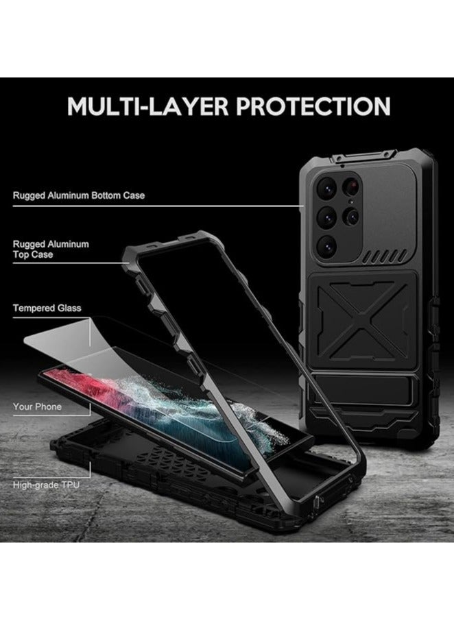 general The metal case is compatible with the Samsung Galaxy S24 Ultra, with a screen protector, with a metal stand, a sturdy full-body aluminum hard shell, for the Galaxy S24 Ultra - Image 2