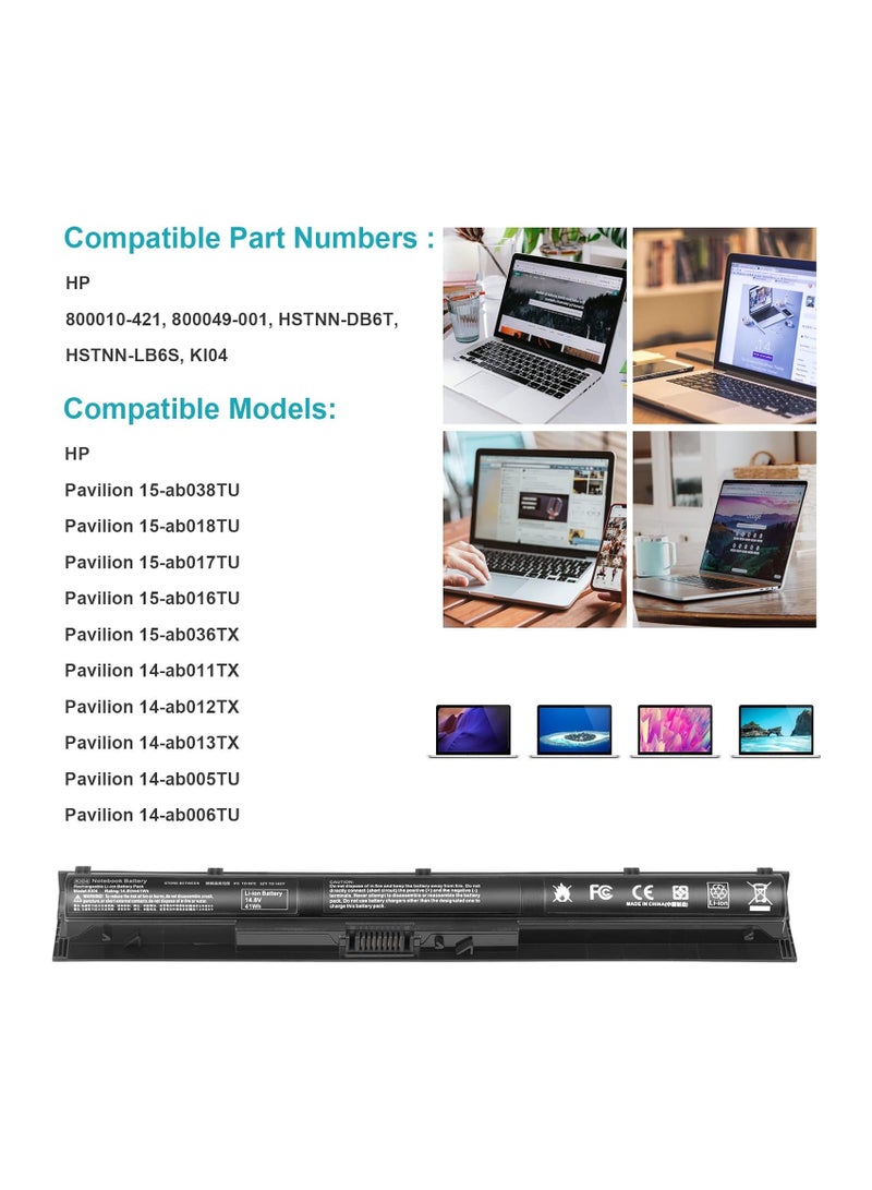 Max Power 800049-001 KI04 K104 Laptop Battery for HP Pavilion 15-ab 15-an 17-g 15t-ab100 17t-g100 17t-s100 cto Series 15-ab143cl 15-ab223cl 15-ab153nr 15-an044nr 14-ab166us 17-ab220nr 17-g133cl 800009-421 TPN-Q - Image 5
