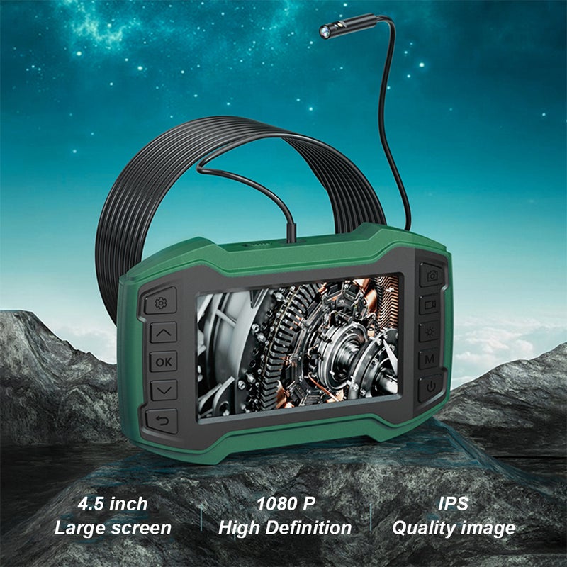 Endoscope with Dual Lens 4.5-Inch IPS Display 200W Pixel 1080P High Definition Electronic Camera Video Picture Taking 6 LED lights 10 Meters Cable for Pipeline Vehicle Inspection - Image 4