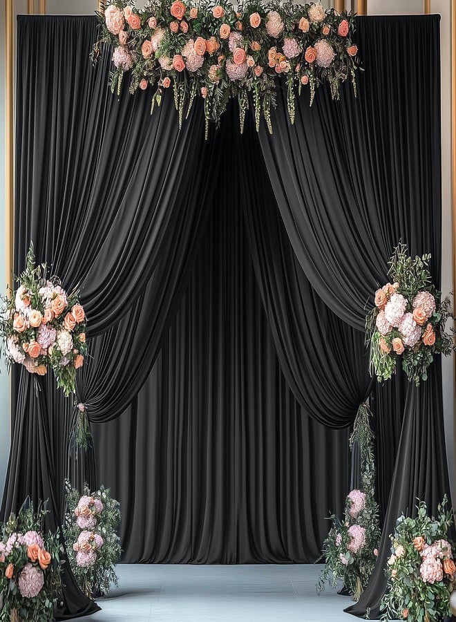 NSSONBEN Wrinkle Free Black Backdrop Curtains for Parties, Polyester Photo Backdrop Drapes 2 Panels 5x8ft for Weddings Birthday Photography Background Parties Halloween Decor, 10ft x 8ft - Image 3