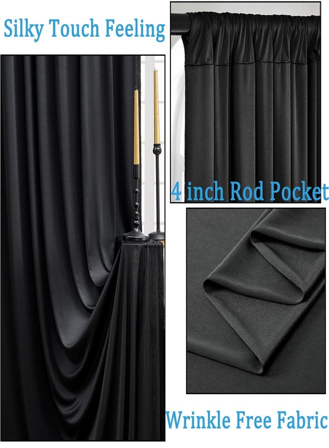 NSSONBEN Wrinkle Free Black Backdrop Curtains for Parties, Polyester Photo Backdrop Drapes 2 Panels 5x8ft for Weddings Birthday Photography Background Parties Halloween Decor, 10ft x 8ft - Image 2