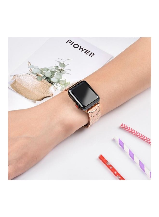 NIBEMINENT Replacement Strap For Apple Watch Series Gold - Image 5