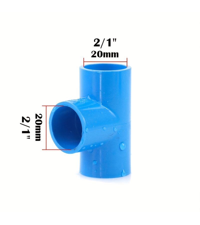 5 قطع تركيبة تي متساوية زرقاء من PVC مقاس 1/2 لأنابيب إمداد المياه والصرف الصحي - Image 5