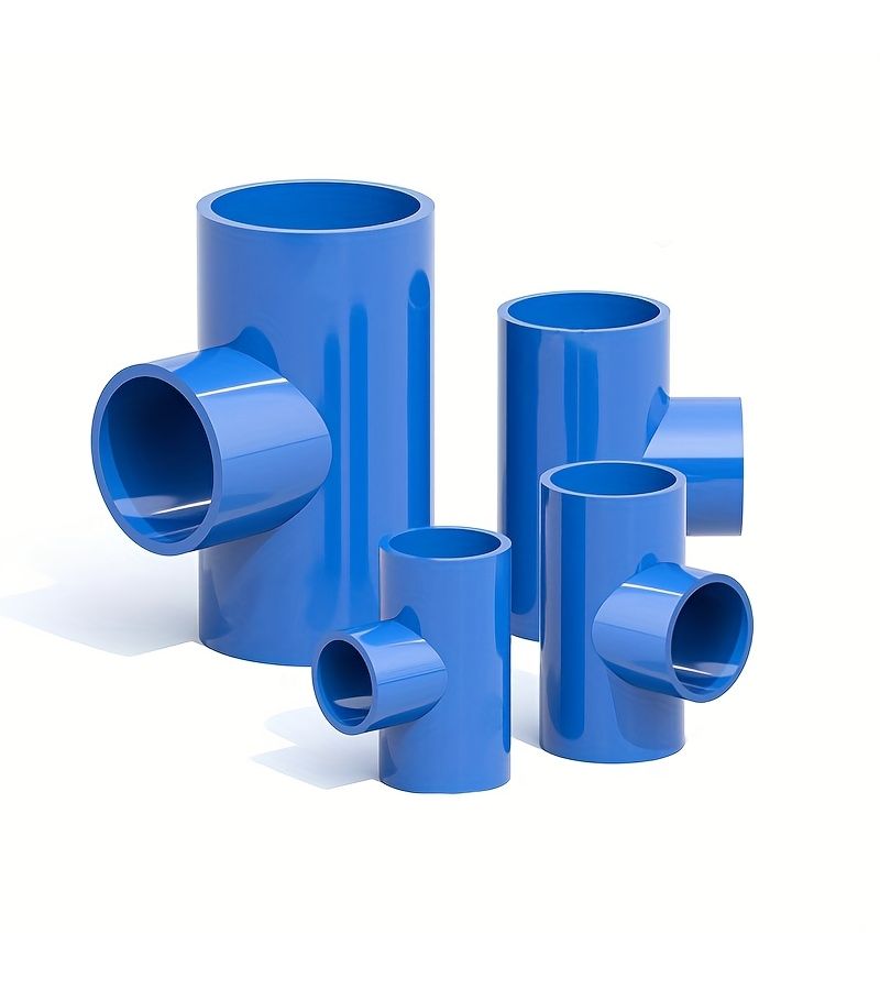 5 قطع تركيبة تي متساوية زرقاء من PVC مقاس 1/2 لأنابيب إمداد المياه والصرف الصحي - Image 1