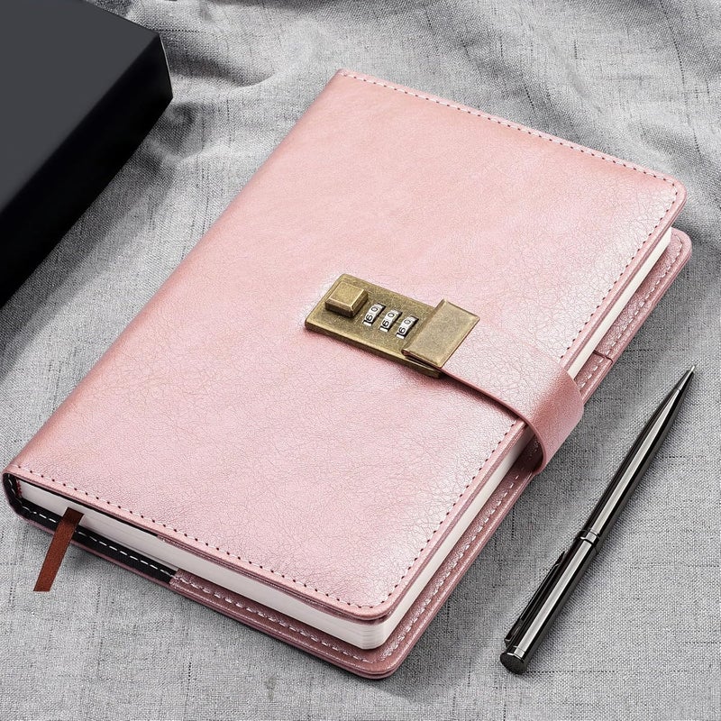 WEMATE Diary with Lock, A5 PU Leather Journal with Lock 240 Pages, Vintage Lock Journal Password Protected Notebook with Pen & Gift Box, Lock Diary Planner Organizer for Men and Women, 8.6x5.8in - Image 5