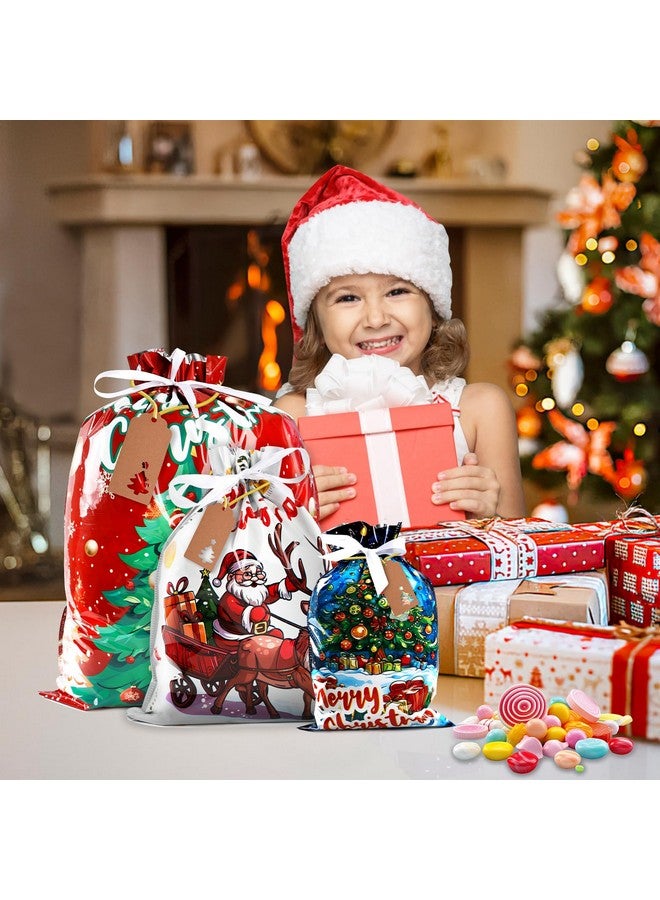 AURUZA 40Packs Christmas Drawstring Gift Bags - Assorted Sizes From Small To Jumbo, Christmas Gift Bags With Colorful Designs & Tags, Ideal For Christmas Wrapping & Christmas Decorations Party Favors - Image 4