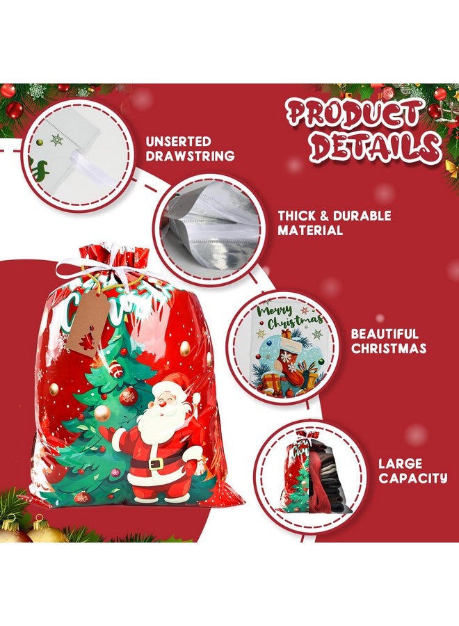 AURUZA 40Packs Christmas Drawstring Gift Bags - Assorted Sizes From Small To Jumbo, Christmas Gift Bags With Colorful Designs & Tags, Ideal For Christmas Wrapping & Christmas Decorations Party Favors - Image 3