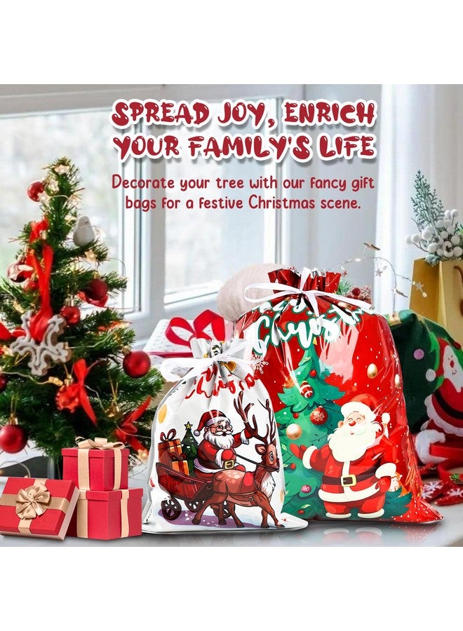 AURUZA 40Packs Christmas Drawstring Gift Bags - Assorted Sizes From Small To Jumbo, Christmas Gift Bags With Colorful Designs & Tags, Ideal For Christmas Wrapping & Christmas Decorations Party Favors - Image 5