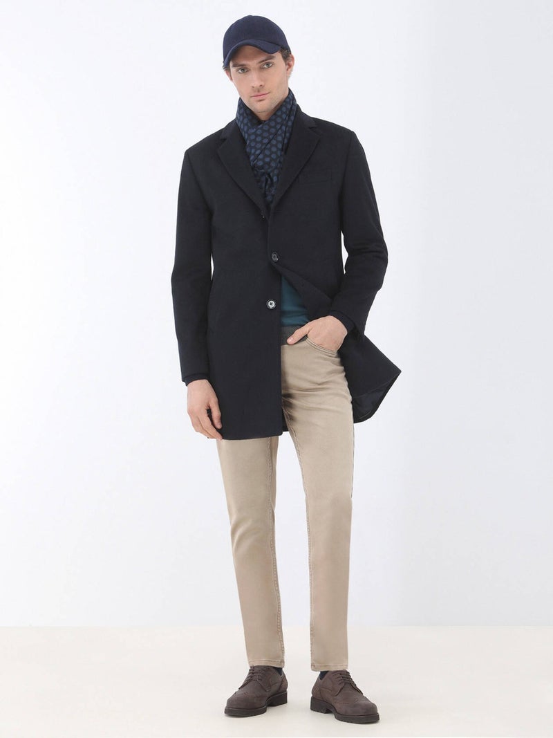 Kip Navy Blue Woven Coat  - Image 1