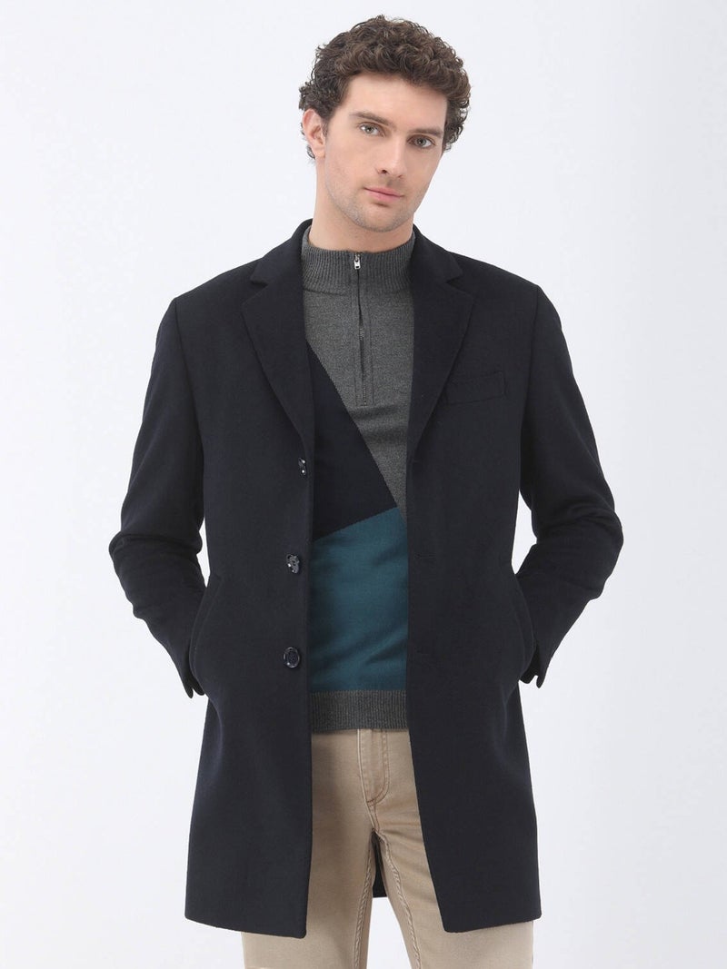 Kip Navy Blue Woven Coat  - Image 4