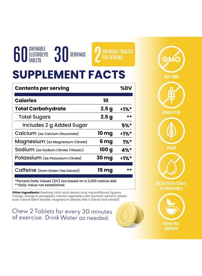 SaltStick Chewable Electrolytes with Caffeine - 60 Tropical Twist Electrolyte Energy Tablets - Just Chew It, Electrolyte Energy Chews for Hydration - 60 Count - Image 5