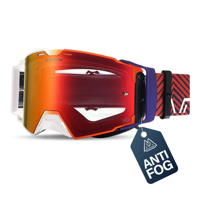 VOZAPOW Dirt Bike Goggles Over Glasses Anti-Fog, Motorcycle Protective Eyewear Motocross Goggles for Men Women - Image 1