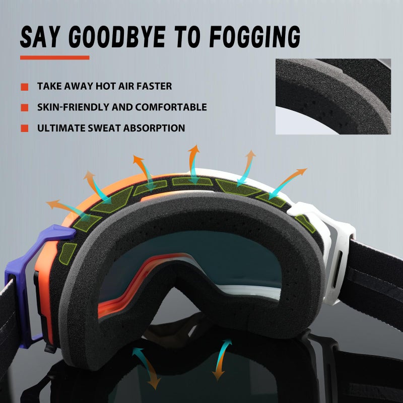 VOZAPOW Dirt Bike Goggles Over Glasses Anti-Fog, Motorcycle Protective Eyewear Motocross Goggles for Men Women - Image 5