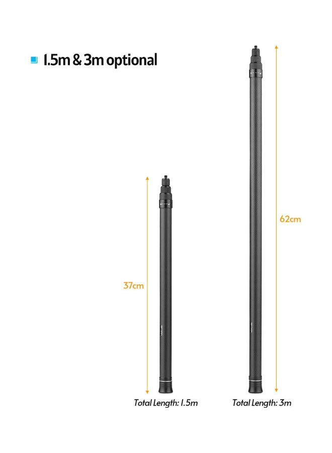 High Quality Carbon Fiber Selfie Stick Adjustable Extension Pole (Black) - Image 2