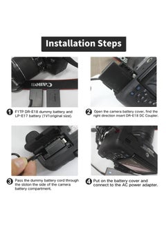 TIGER E18 AC Power Adapter & DR-E18 Dummy Battery LP-E17 DC Coupler Charger Kit for Canon EOS Rebel SL2 SL3 T6i T6S T7i T8i 200D 200D II 250D 750D 760D 800D 77D - Continuous Power Supply for Studio & Extended Shoots  - Image 2
