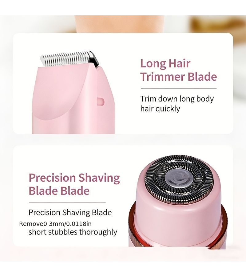 2 In 1 Dual Head Bikini Trimmer Electric Epilator Body Hair Remover For Women Wet And Dry Use For Bikini Underarms Legs Arms Face Long Battery Life USB Charging Stainless Steel Blades Charming Purple - Image 3