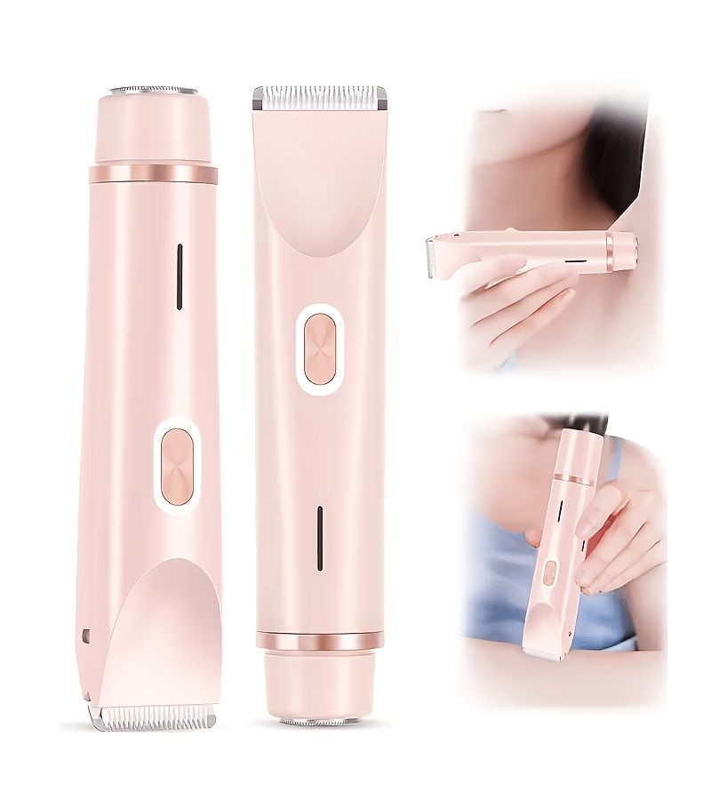 2 In 1 Dual Head Bikini Trimmer Electric Epilator Body Hair Remover For Women Wet And Dry Use For Bikini Underarms Legs Arms Face Long Battery Life USB Charging Stainless Steel Blades Charming Purple - Image 4