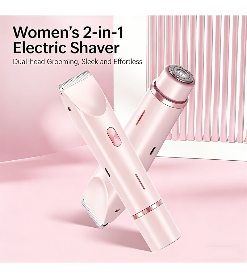 2 In 1 Dual Head Bikini Trimmer Electric Epilator Body Hair Remover For Women Wet And Dry Use For Bikini Underarms Legs Arms Face Long Battery Life USB Charging Stainless Steel Blades Charming Purple - Image 2