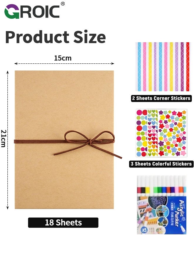GROIC ألبوم صور قابل للطي، ألبومات صور صغيرة مع ملحقات DIY، كتاب ذكريات قابل للطي بغلاف صلب من ورق كرافت، هدية للذكرى السنوية، التخرج، هدية عيد ميلاد لأفضل صديق - Image 3