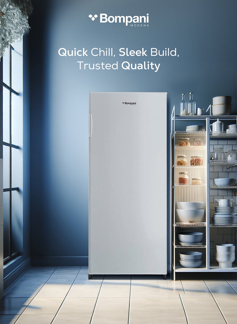 Bompani Upright Freezer 250L Gross / 172L Net, Single Door, 5 Drawers + 1 Flap, Manual Defrost, Mechanical Temperature Control, R600a Refrigerant, Lock & Key BUF265SSN INOX GREY - Image 2