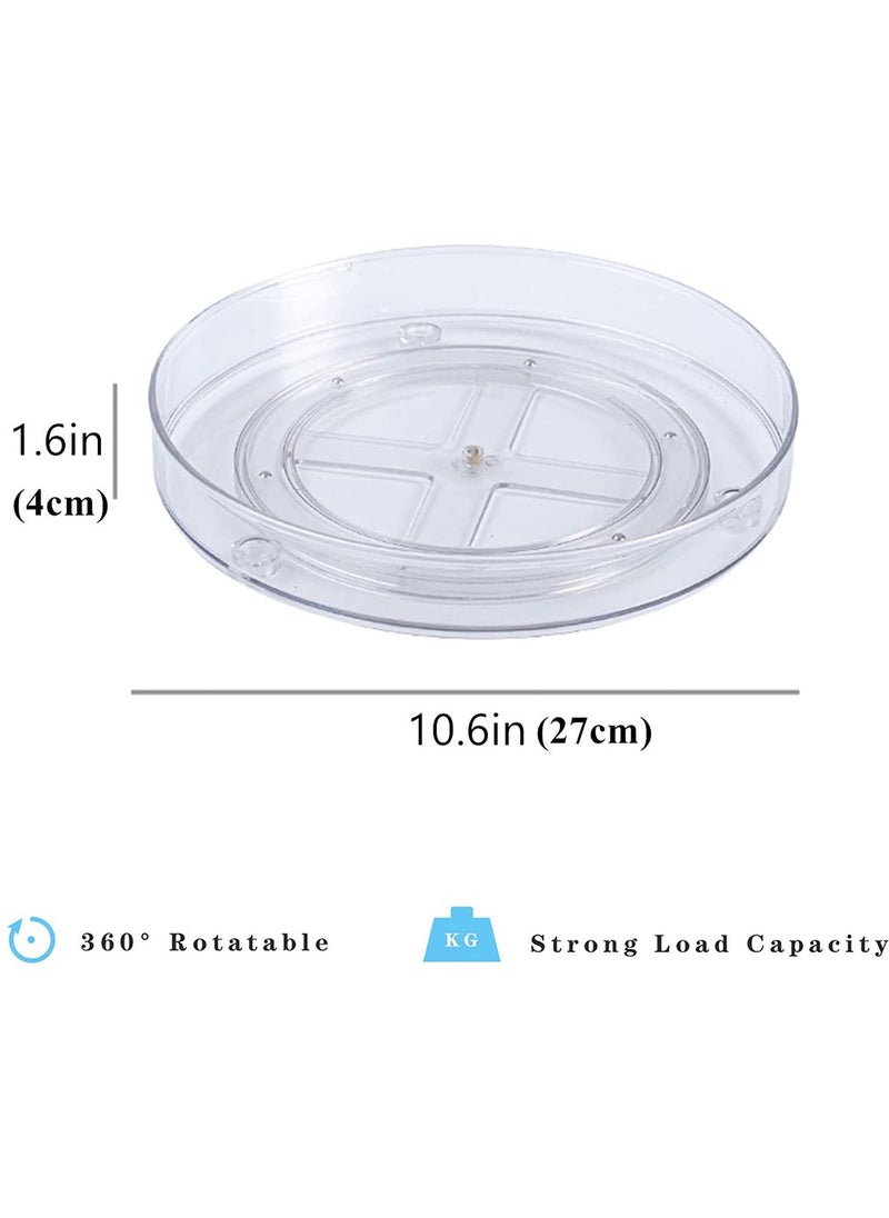 HomarKet - Large Lazy Susan Rotating Turntable Organizer - for Kitchen, Pantry, Cabinet, Dining Table, Fridge, Countertop,Vanity - Acrylic Spinning Food Storage Container for Spices, Condiments- Clear (10.6inch) - Image 1