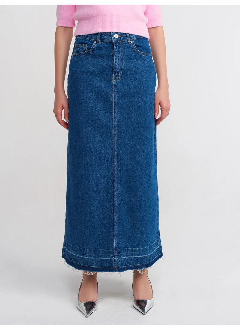 Dilvin 80562 Comfort Lycra Skirt with Traced Hem-Blue