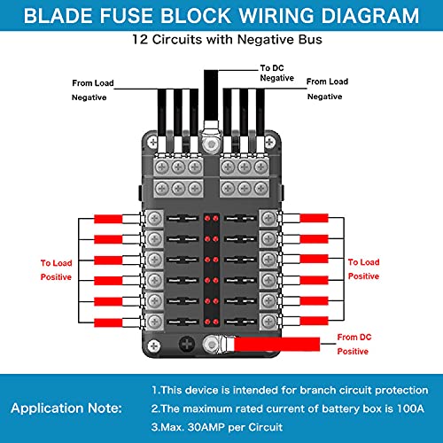 tatida 12 Way 12V Blade Fuse Block,12 Circuit ATC/ATO Fuse Box Holder with LED Indicator Waterpoof Cover for 12V/24V Automotive Truck Boat Marine RV Van Vehicle - Image 5