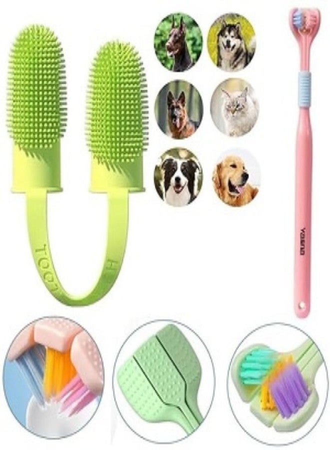 TWINZEN 3 Sided Head & Double Finger Dog Toothbrush | Non-Slip Finger Toothbrush | Pet Teeth Cleaning Set with Soft Bristles for Easy Dental Care | Suitable for Large to Small Dog, Cat, Pet Supplies - Image 1