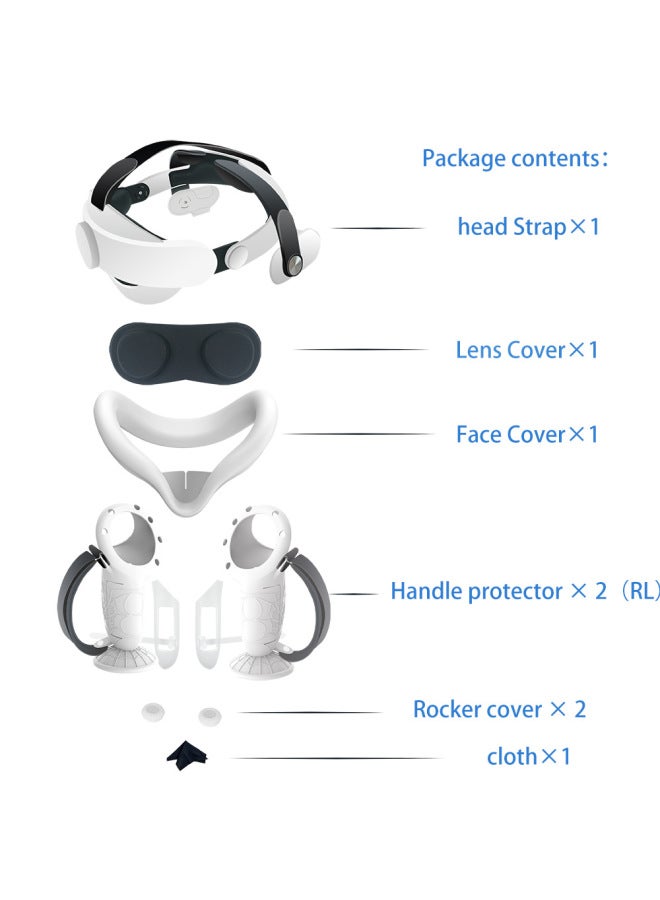 غطاء رأس قابل للتعديل متعدد الإمكانات من Meta Quest3s، بدون ضغط على الوجه، بدون ملحقات مشحونة، بدلة الواقع الافتراضي
