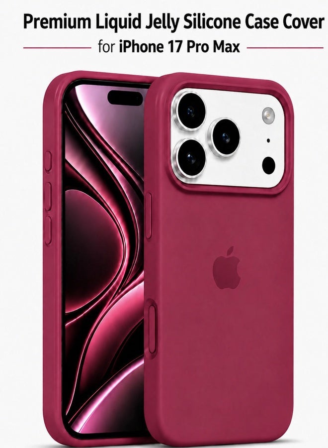 VR CREATIVE Apple iPhone 17 Pro Max Liquid Silicone Protective Case Cover with Microfiber Lining, Slim Shockproof Soft TPU Back Cover - Maroon - Image 1