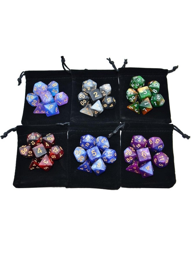 Smartdealspro SmartDealsPro 6 x 7 Sets (42 pcs) Glitter Polyhedral Dice Sets with Pouches for DND RPG MTG Dungeon and Dragons Table Board Roll Playing Games D4 D8 D10 D12 D20 (Color 2)  - Image 5