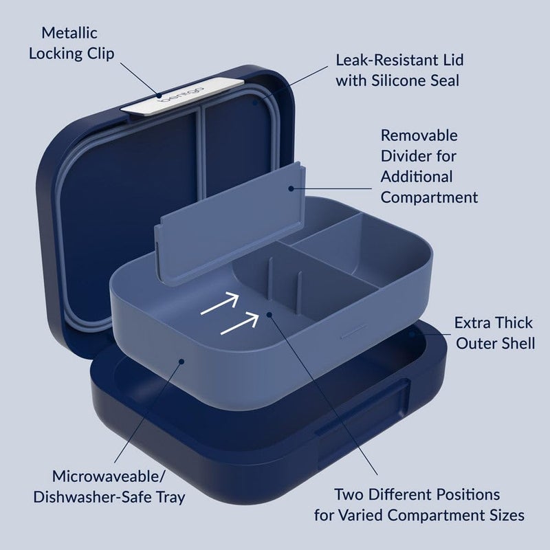 Bentgo Modern - Leak-Resistant Bento Lunch Box For Adults, Teens, & Larger Appetites; Reusable BPA-Free Meal Prep Container with 3 or 4 Compartments, Dishwasher/Microwave Safe; 44oz (Navy) - Image 5