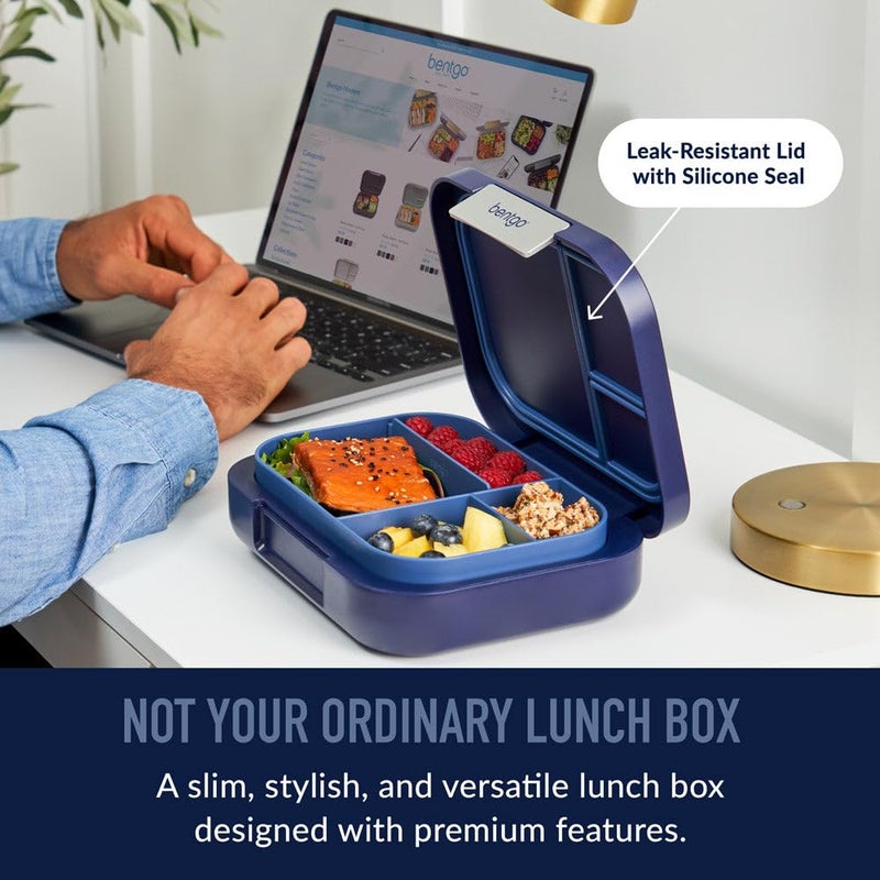 Bentgo Modern - Leak-Resistant Bento Lunch Box For Adults, Teens, & Larger Appetites; Reusable BPA-Free Meal Prep Container with 3 or 4 Compartments, Dishwasher/Microwave Safe; 44oz (Navy) - Image 2