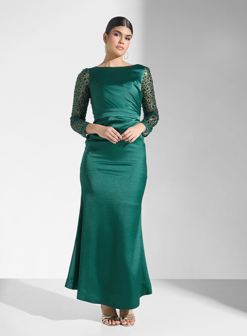 ايرا فستان سهرة بالترتر الزمردي - Image 1